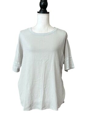 Heather Mixed Media Short‎ Sleeve Crewneck Top Women’s SZ Medium in Grey